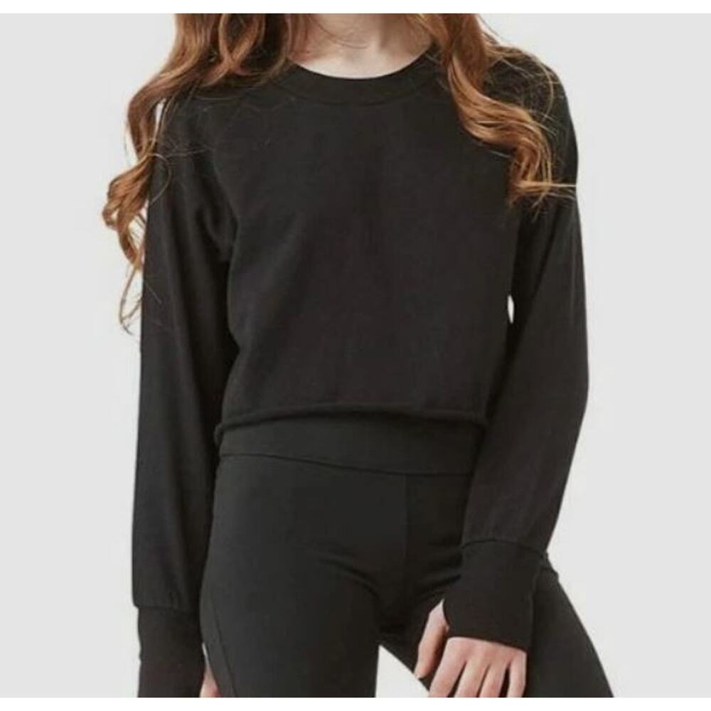 Habitual Kid Girls Luella Long Sleeve Pullover‎ Sweatshirt In Black Size 12 $58